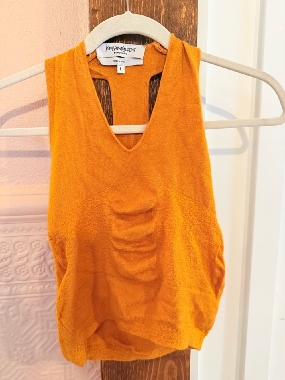 Vintage Yves Saint Laurent Orange Sleeveless Cashmere and Silk Tank Top